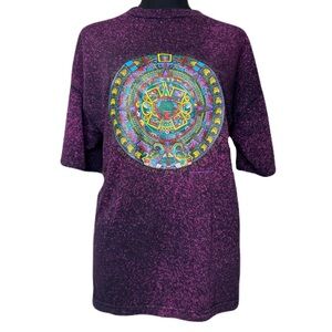 Vintage 1993 Murina Aztec Calendar Acid Wash Tie Dye Purple Graphic Tee Men’s XL